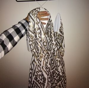 Gold and cream shorts romper spaghetti strap